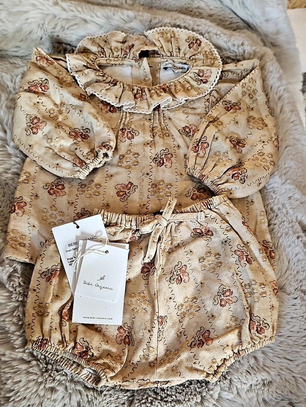 Bebe Organic Floral Ruffle Romper Baby 9M NWT